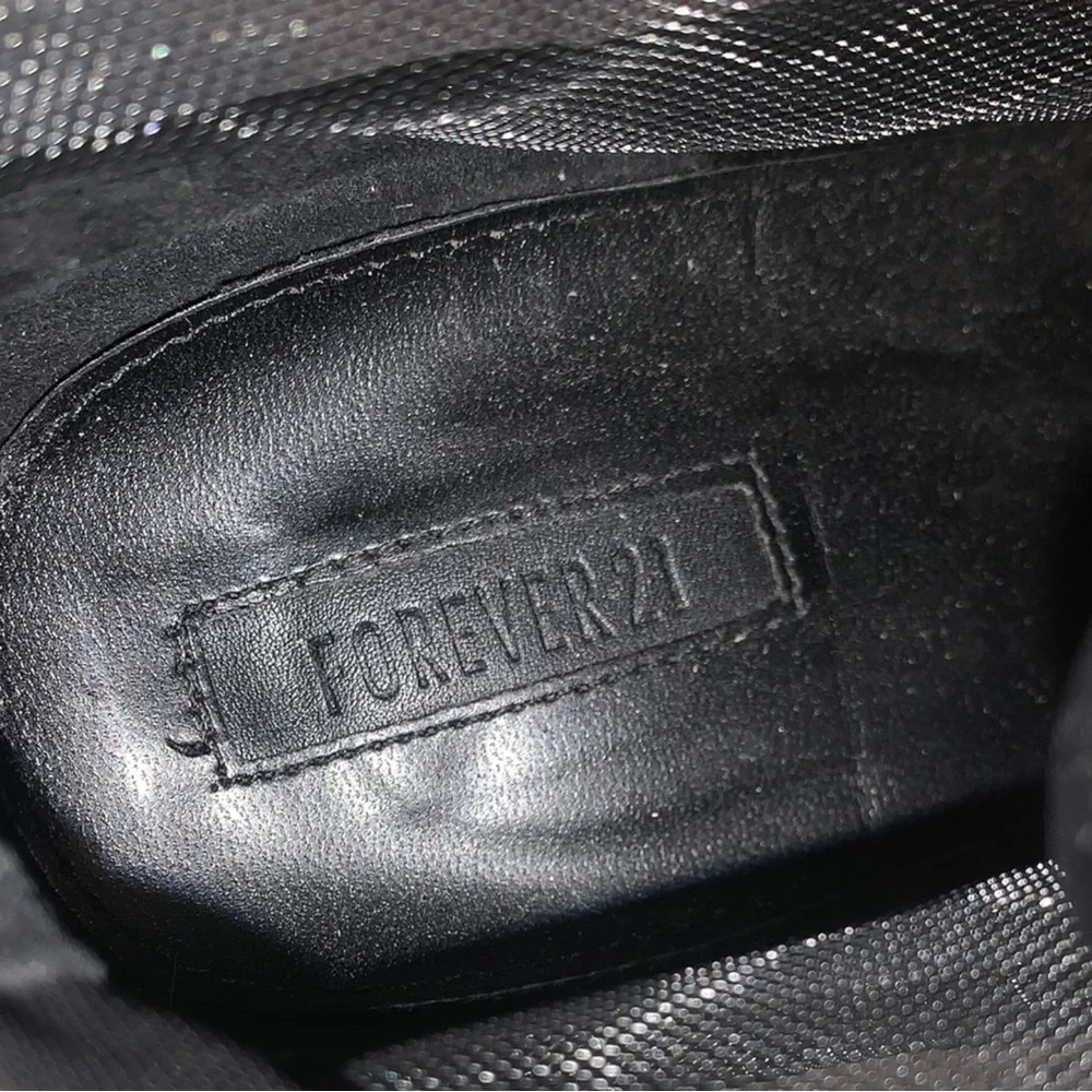 Forever 21 Black Mesh Ankle Booties Block Heel Boots Lace Up Moto Goth Sheer - Picture 8 of 8